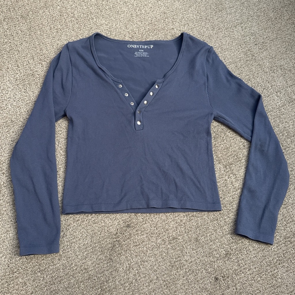 One Step Ahead Charcoal Long Sleeve Top